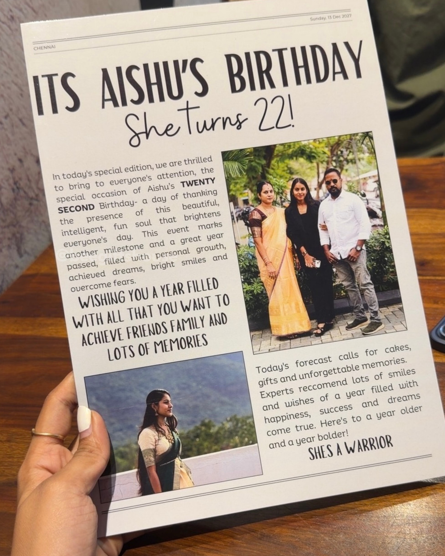 Birthday post NEWSPAPER