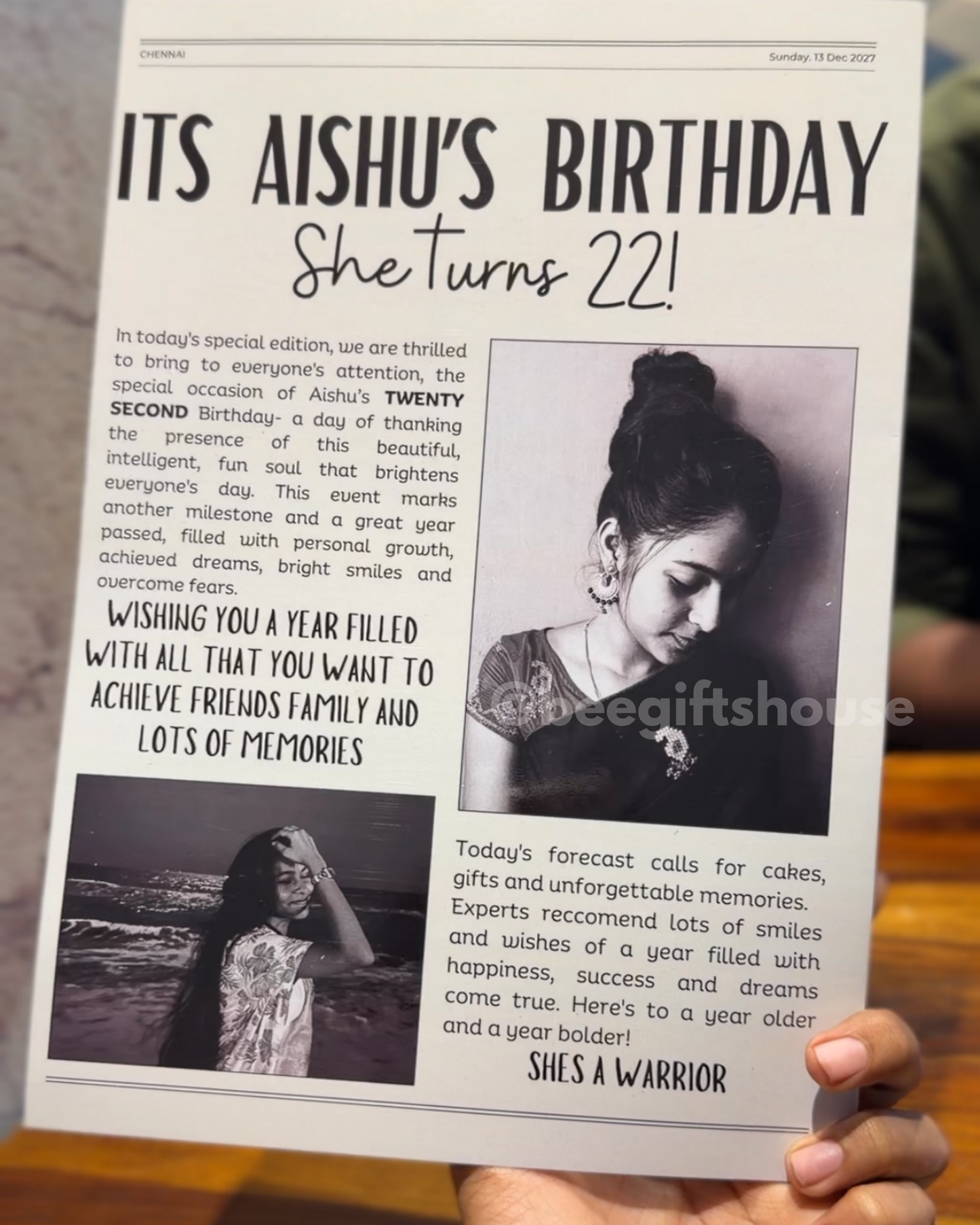 Birthday post NEWSPAPER