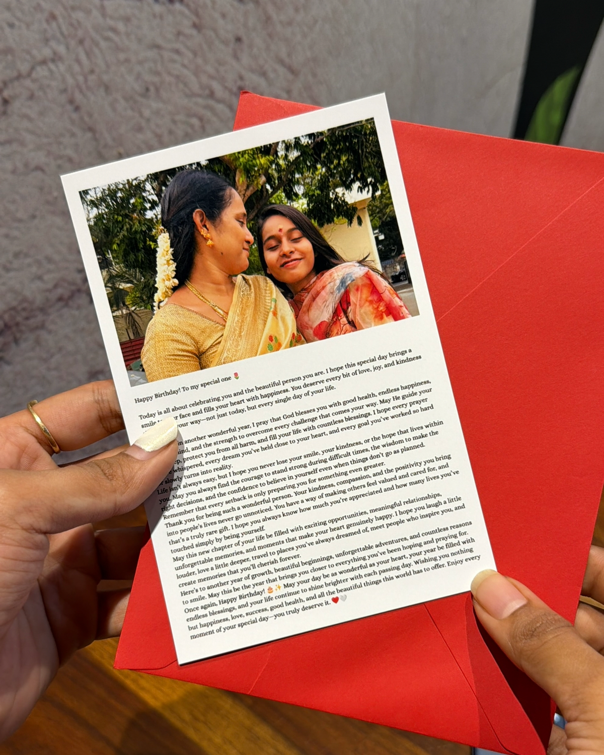 Greeting card with photo message